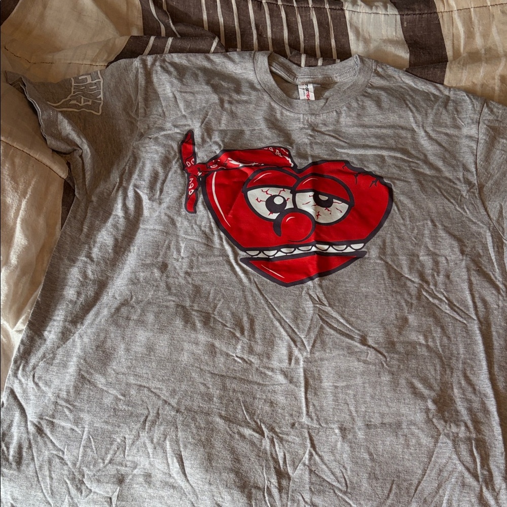 Blank NYC Gray Kids Tee with Red Heart Graphic